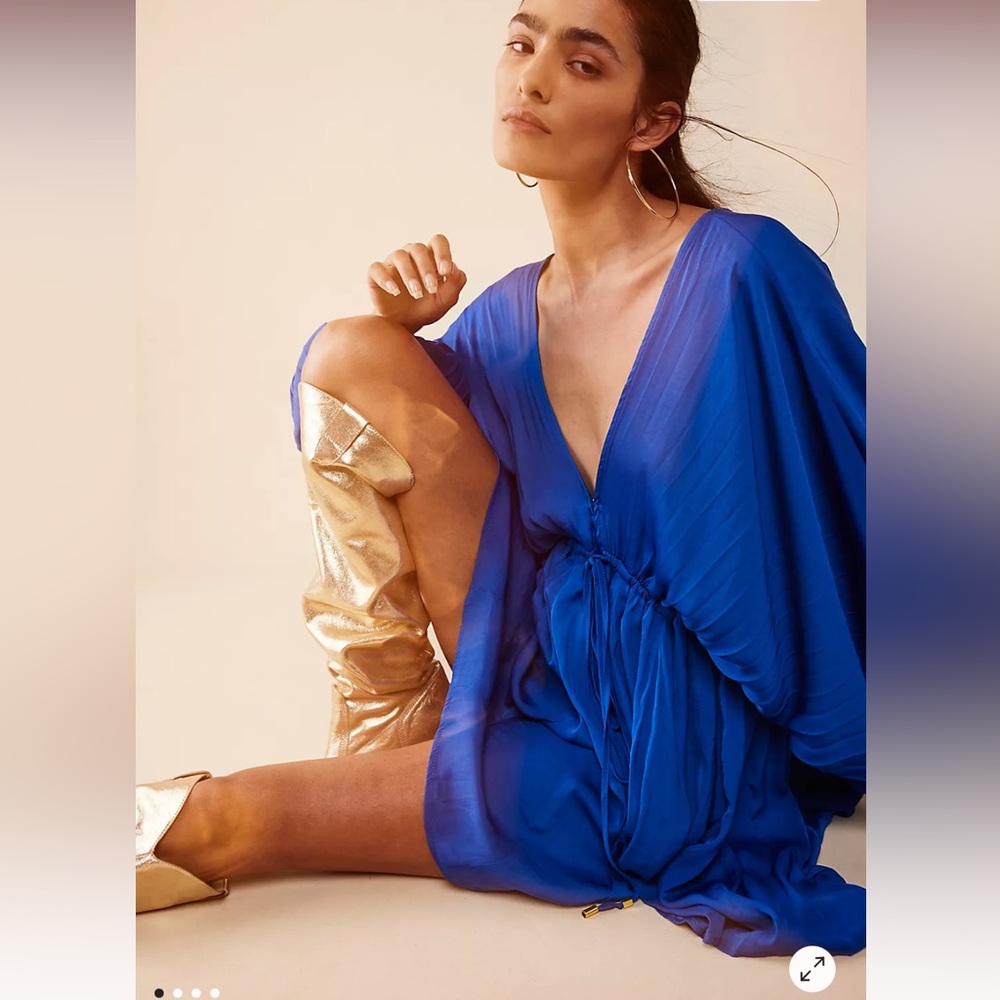 NWOT Free People Arzel Mini Dress in Cobalt Blue